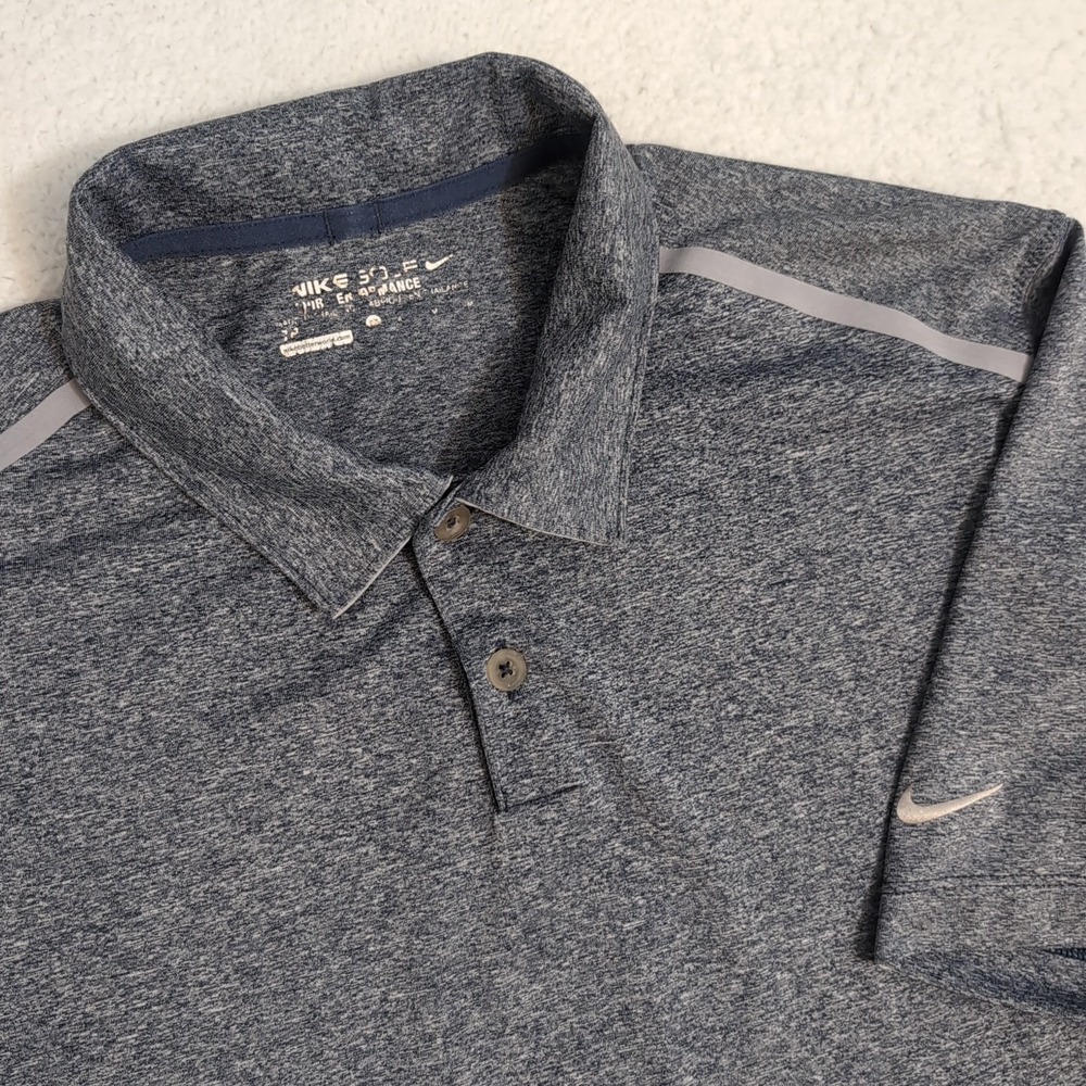 Nike Golf Tour Performance Polo Shirt M Gray Heather‎ Dri-Fit Swoosh